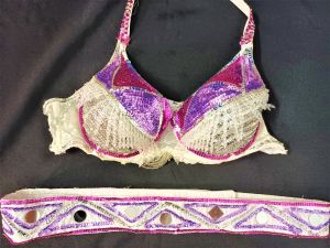 Adult Female Costumes to Hire - Carnival Mardi Gras Bra & belt 